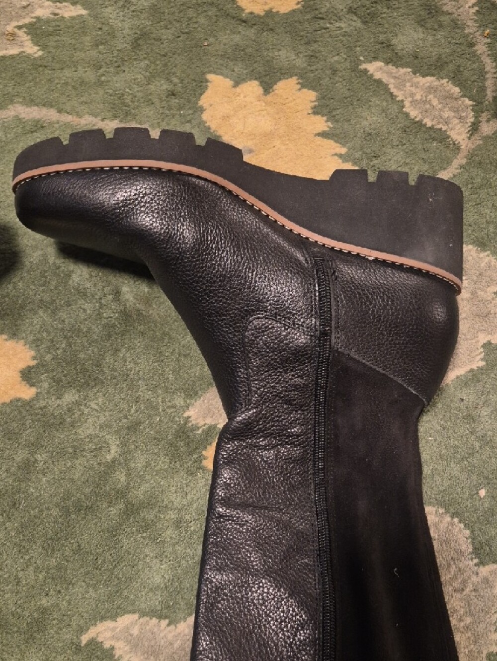 Vionic Black Leather & Suede Over-the-Knee Lug Sole Boots - Picture 5 of 10